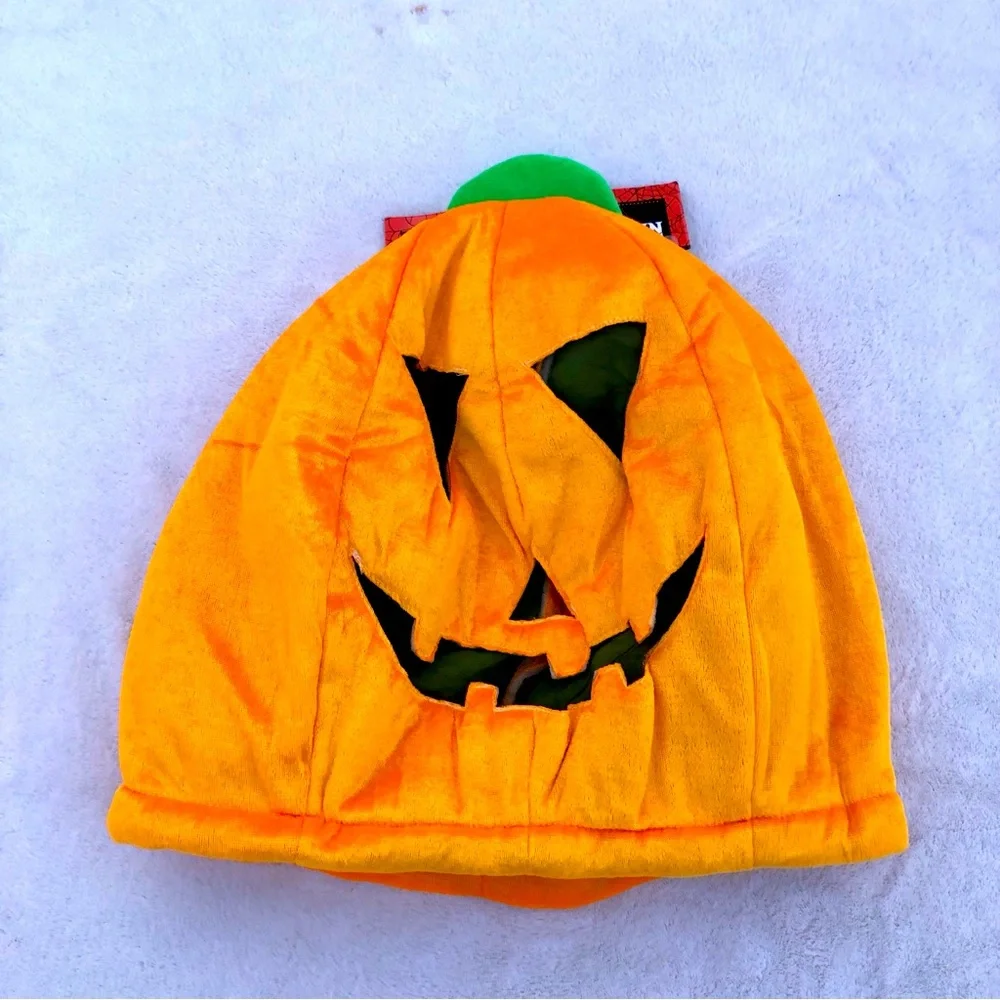 NWT Halloween Pumpkin mask Jack O’ Lantern Pullover Soft Halloween Costume